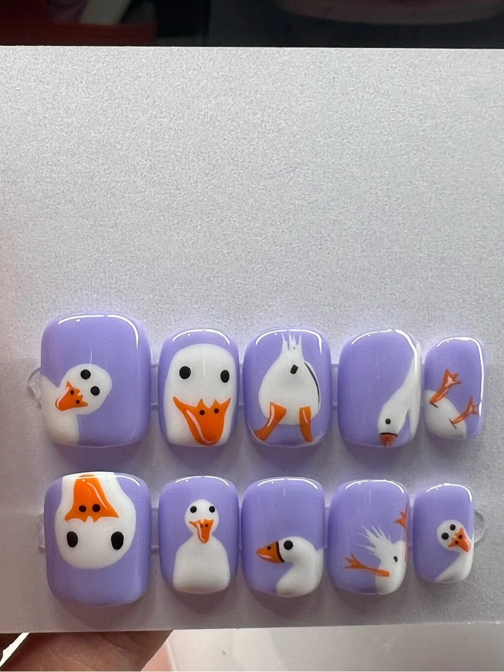 Press-On Nails for Small Pets Theme - Lavender Duck Design